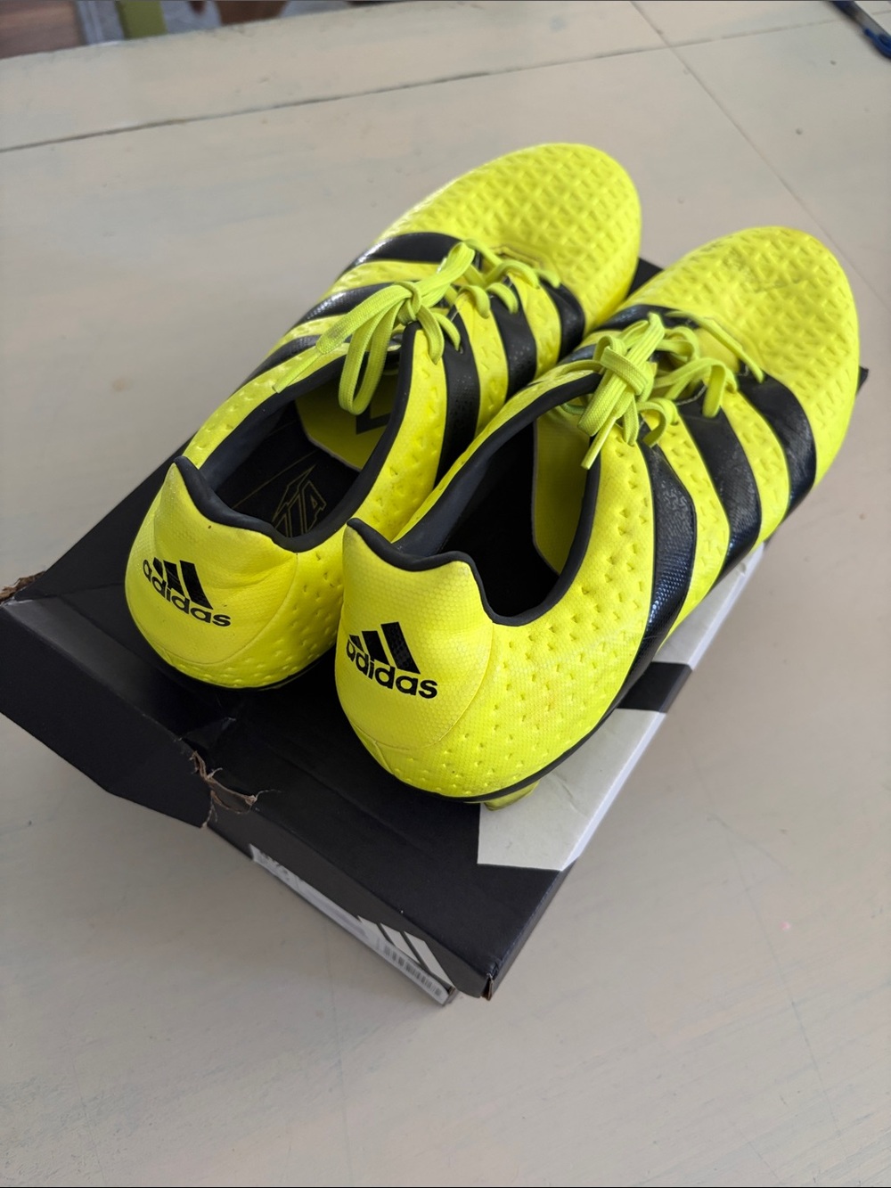 adidas Neon Yellow and Black Soccer Cleats
